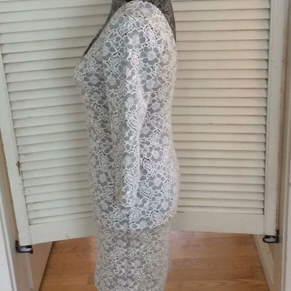 NWT F21 bodycon lowback dress cream floral M - Picture 3 of 6